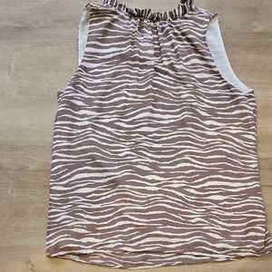 LOFT Brown and White Zebra Print Blouse